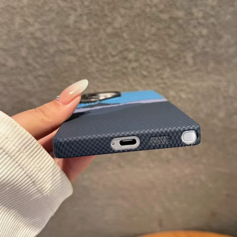 MagSafe Schutzhülle mit Kohlefaser-Textur für Samsung Galaxy S26, S25 Ultra, S24 Ultra und S23 Plus in Blau - Bild 2