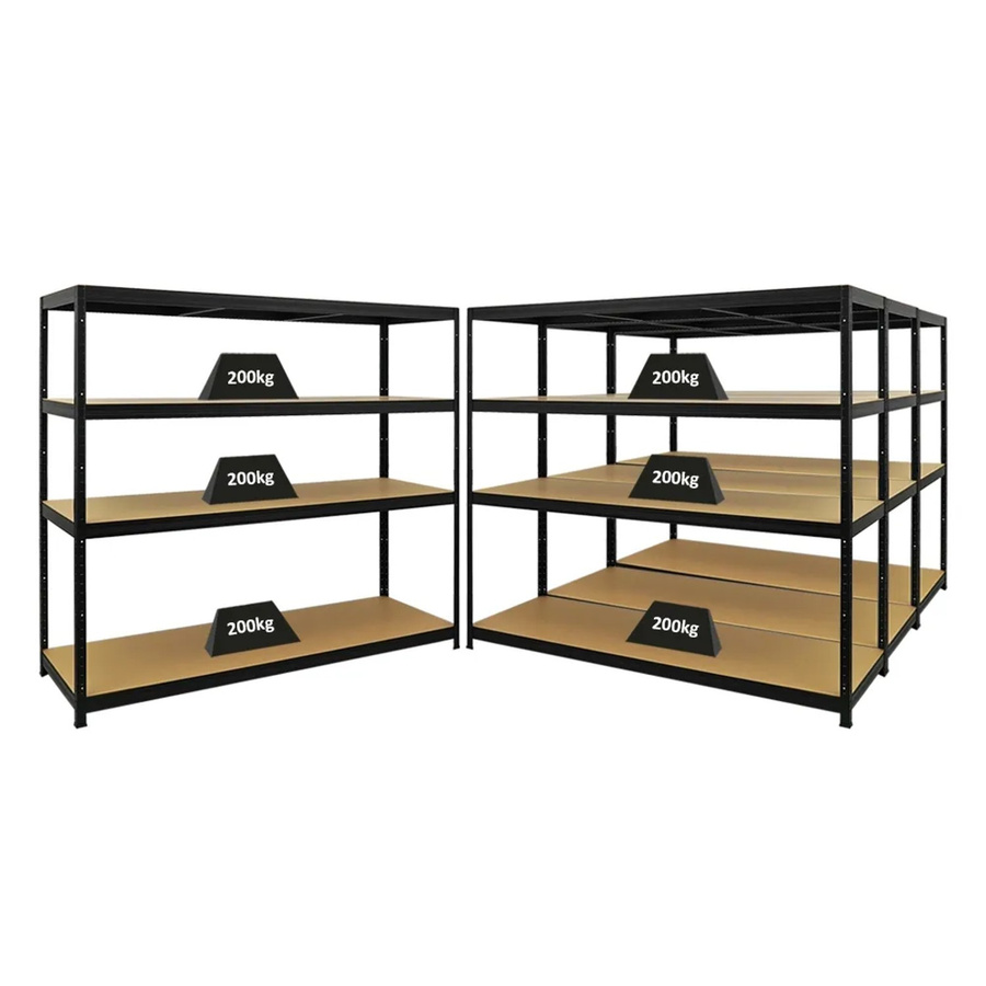 4er Set PROREGAL Schwerlastregal Giant Elephant aus Metall und MDF, Schwarz, H x B x T: 160 x 180 x 60 cm - Bild 2
