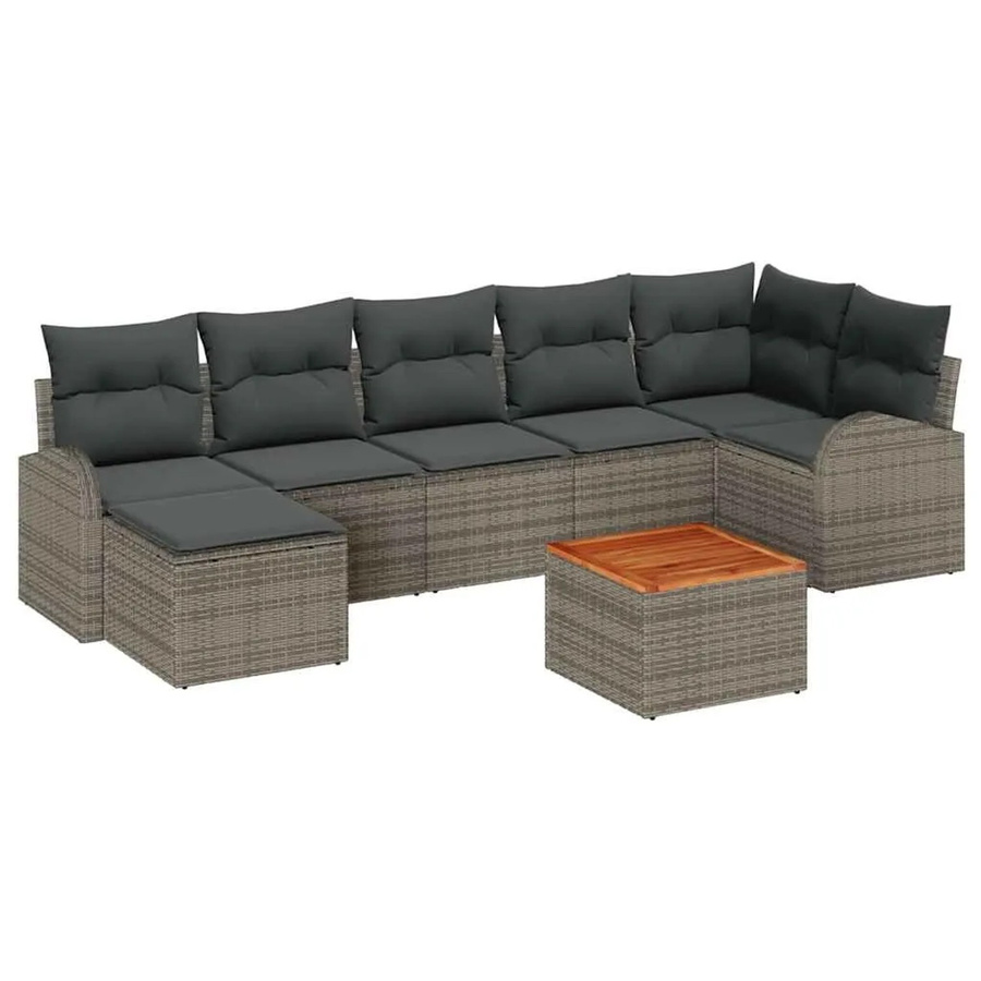 vidaXL Garten-Sofa-Set 8-teilig aus Polyrattan in Grau mit L-Form und Stauraum - Bild 2