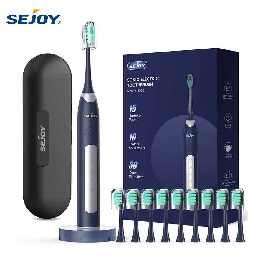 Sejoy Elektrische Schallzahnbürste, 10 Ersatzköpfe, Wiederaufladbar - Bild 4
