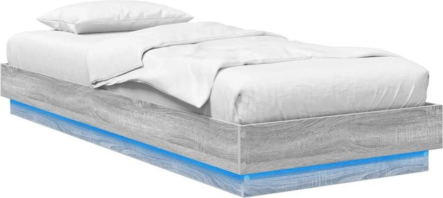 vidaXL Bettgestell mit LED in Grau Sonoma aus Holzwerkstoff, B/T/H: 80 x 200 x 203 cm - Bild 1