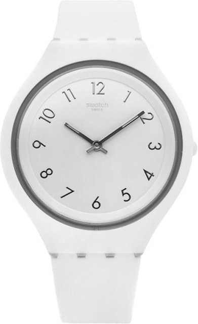 Swatch Armbanduhr, Quarz, Kunststoff, Weiß, Herren - Bild 1