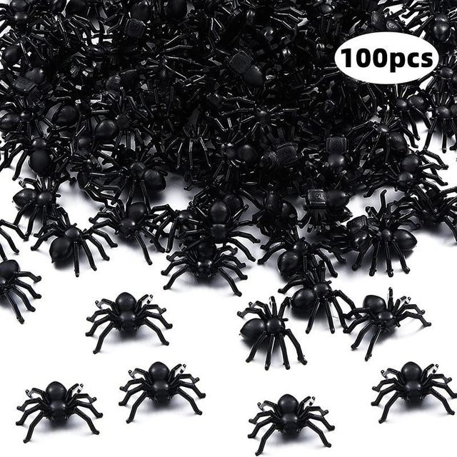 Kidsly Kunststoffspinne, Simulation Spinne Insekt, 100 Stück, schwarz - Bild 1