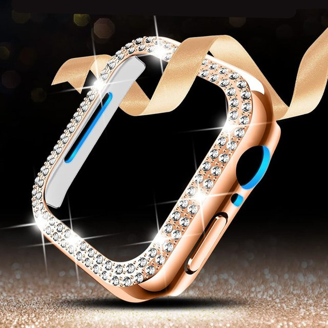 TINUORA Uhrenzubehör Hülle für Apple Watch, Silber, Kristall, Damen - Bild 1