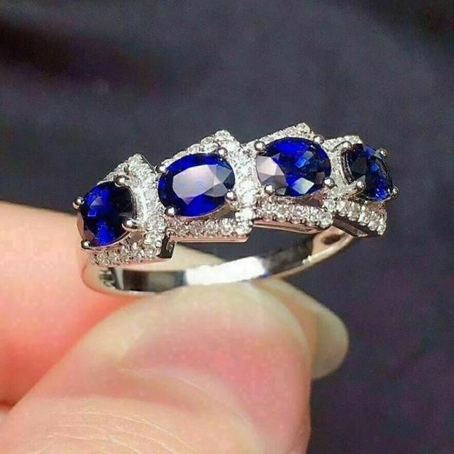 YIRAN Jewelry Ring, Oval Blau Zirkonia, Kupfer, Silber, Damen - Bild 1