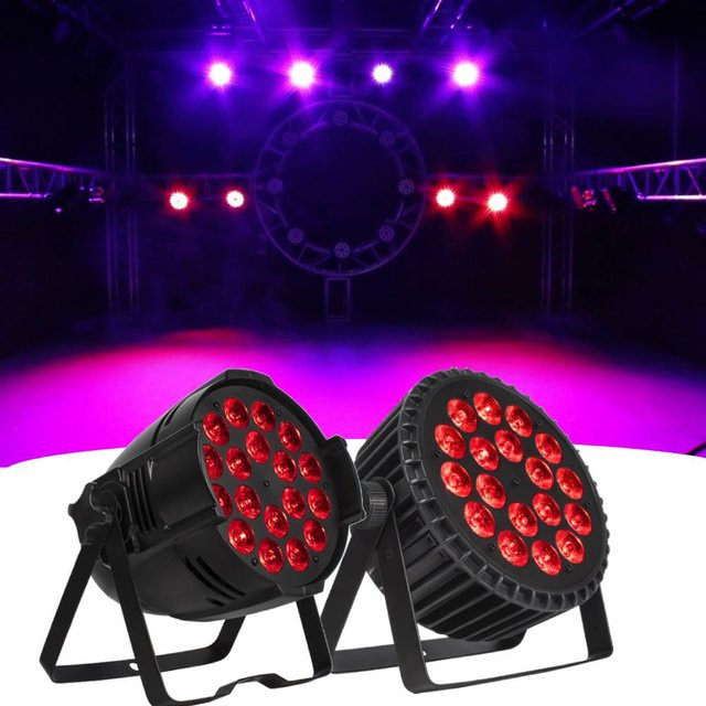 SHEHDS LED Flat Big Par Bühnenbeleuchtung 18x18W 6in1 DMX512 Schwarz - Bild 1
