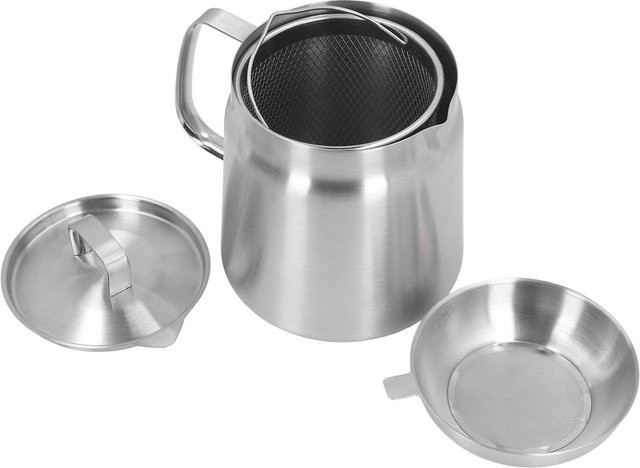 TOMTOP JMS Ölsieb-Topf aus Edelstahl in Silber mit ergonomischem Griff und großer Kapazität - Bild 1