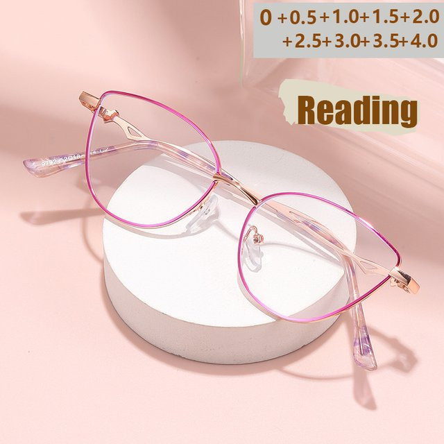 Anti-Blaulicht-Lesebrille Cat-Eye, Metall, Damen, Vollrand - Bild 1