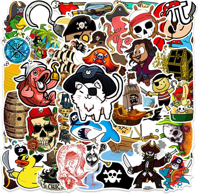 Charile Cartoon Piratenkapitän Seemann Aufkleber, multicolor, 10 Stück - Bild 1