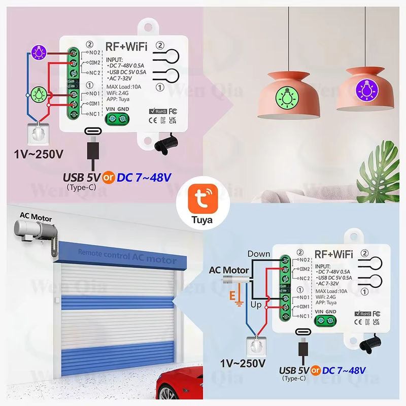 WenQia 2CH Smart Lichtschalter Tuya WiFi und RF Fernbedienungsmodul in Weiß für Lampen und Lüftermotoren, kompatibel mit Alexa und Google Home - Bild 3