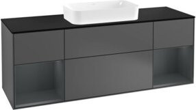 V&B Waschtischunterschrank Finion mit Wandbeleuchtung, Anthrazit lackiert, Breite: 160 cm, Höhe: 50,1 cm, Tiefe: 50,1 cm - Bild 1