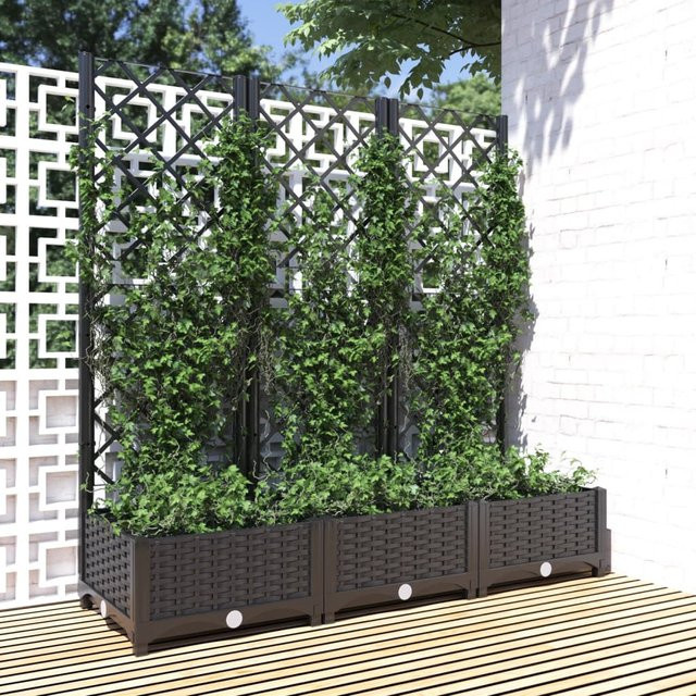 Vidaxl Garten Pflanzgefäß mit Gitter, Schwarz, B/T/H: 120 x 40 x 121,5 cm - Bild 1