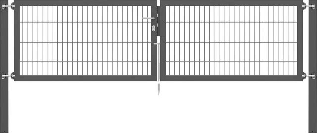 Doppeltor Flexo Plus in Anthrazit mit Pfosten, Breite: 300 cm, Höhe: 80 cm, Pfosten: 100 x 100 cm - Bild 1