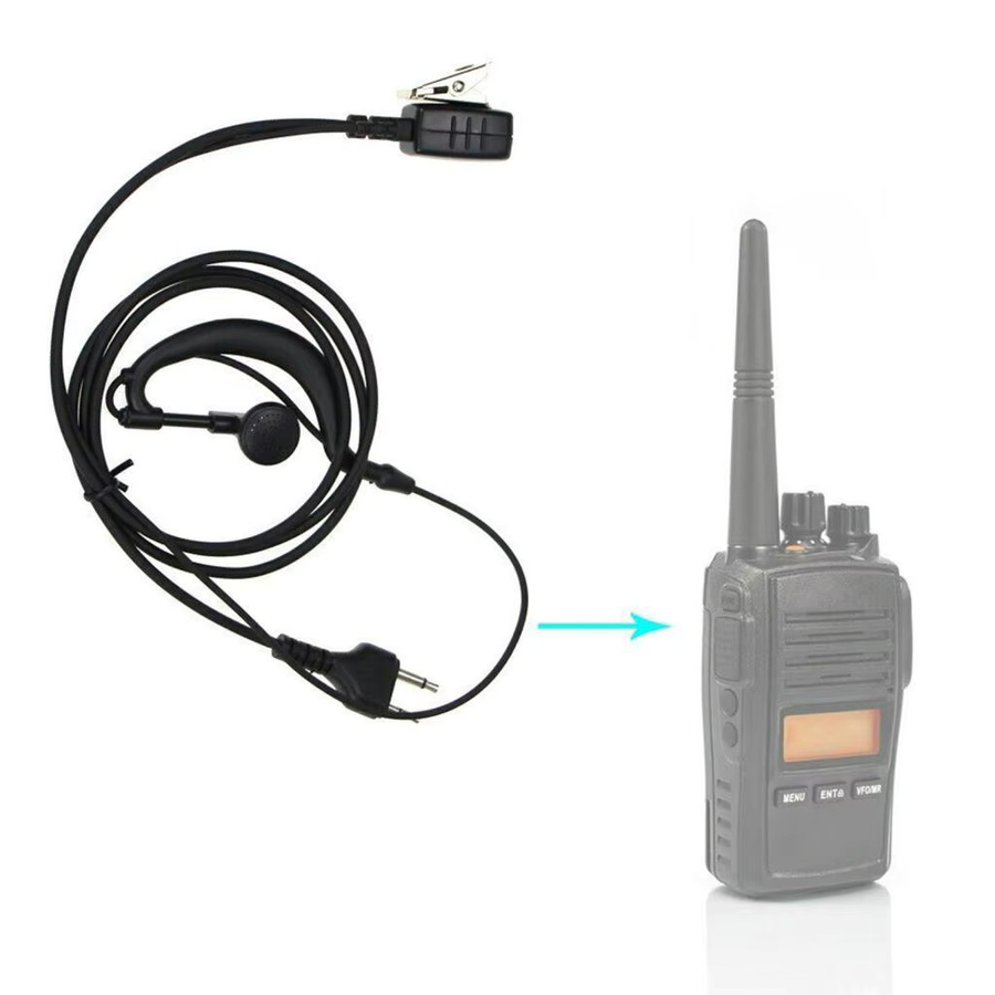 Midland G-Form Clip-Ohr-Headset In-Ear Ohrhörer mit PTT in Schwarz für GXT255 GXT250 GXT400 GXT444 GXT450 GXT500 Funkgeräte - Bild 2