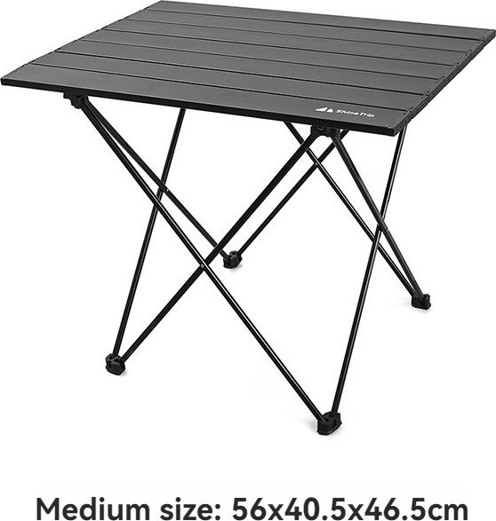 ShineTrip Tragbarer Outdoor-Camping-Klapptisch in Schwarz mit Metallgestell für Picknick und Garten - Bild 1