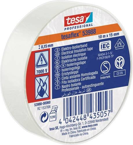 tesa Professional Isolierband Weiß Breite: 15 mm, Länge: 10 m - Bild 1