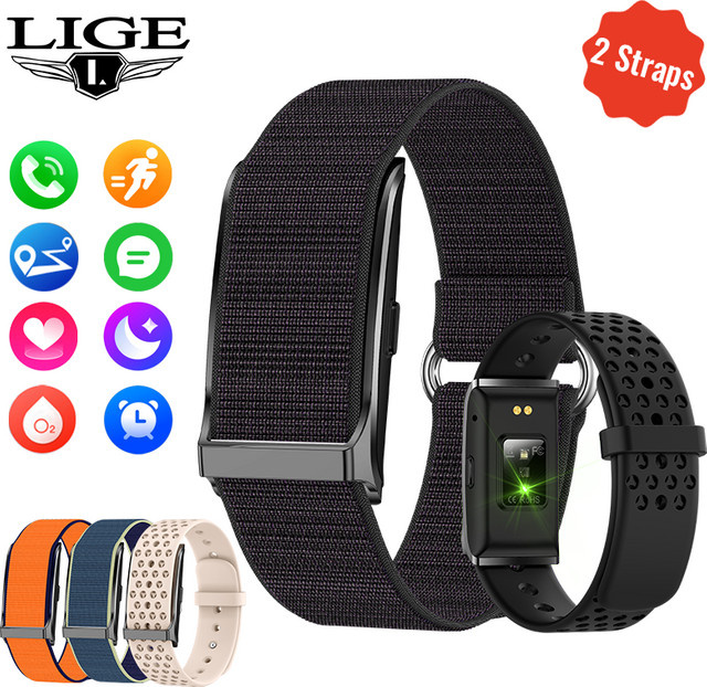 LIGE Smartwatch, Schwarz, Textil/NATO, Unisex - Bild 1