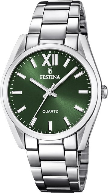 Festina Armbanduhr, Quarz, Edelstahl, Grün, 37 mm, Damen - Bild 1