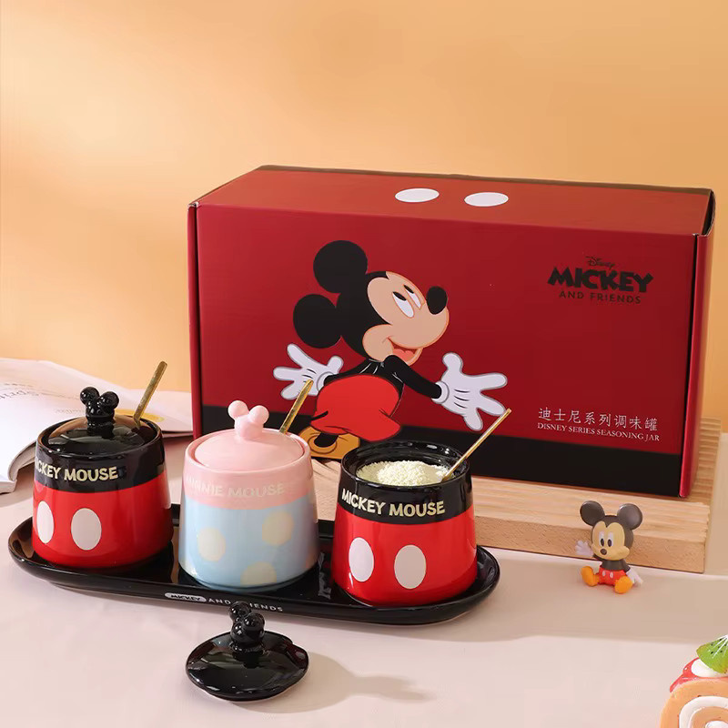 Disney Mickey Keramik Gewürzbehälter-Set in Multicolour mit Löffel für Salz, Pfeffer und Soßen - Bild 2