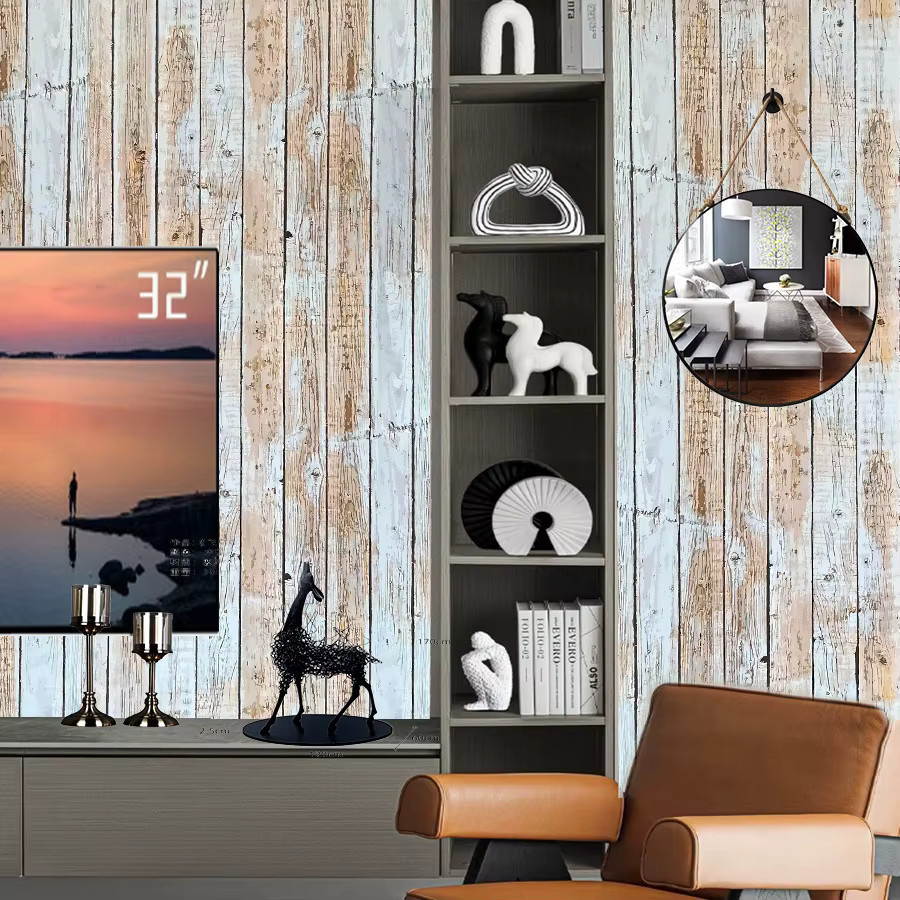 TTOKKONG WALLPAPER 3D-Tapete aus weißem Ahornholz in Vintage-Optik, selbstklebend und wasserfest aus PVC - Bild 1