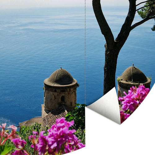 K&L Wall Art Vliestapete Meeresblick mediterran, runde Wandgestaltung in Mehrfarbig und Matt, B/H: 153 x 140 cm - Bild 3