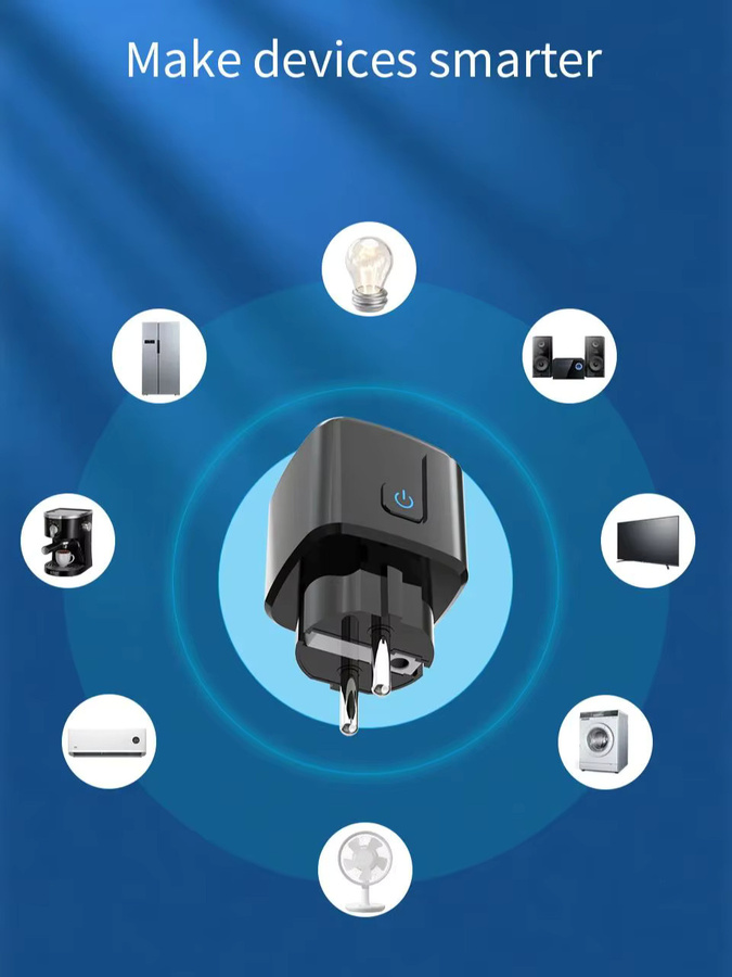 Tuya Smart Socket Adapter WiFi EU Standard Steckdose in Schwarz mit Timer und Sprachsteuerung für Alexa - Bild 4