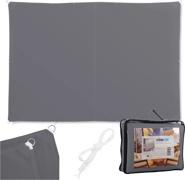 Relaxdays Sonnensegel aus Polyester mit Edelstahl-Ösen in Grau, B x L: 400 x 500 cm, UV-Schutz 30+ - Bild 1