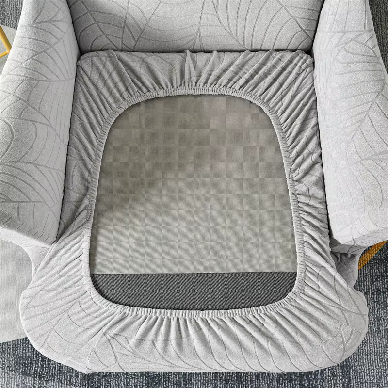 WANERQU Jacquard-Sesselbezug mit Flügeln in Grau, elastischer und waschbarer Schutzbezug für Einzelsessel mit floralem Muster - Bild 4