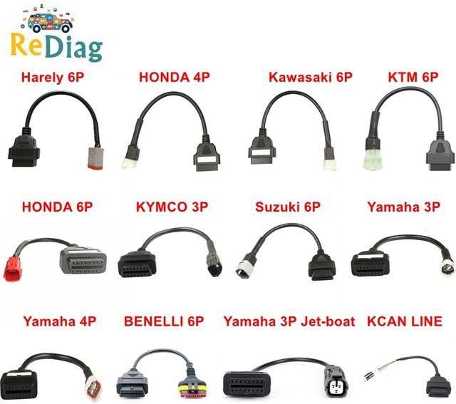 Oxchelod Motorrad OBD2 Diagnosekabel in Schwarz für Yamaha, Ducati, Suzuki, Kawasaki und Honda - Bild 1