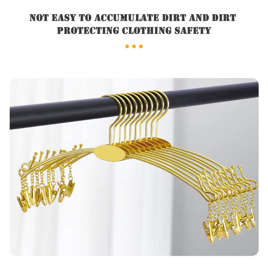 Furnishard Metall Kleiderbügel mit Clips für Unterwäsche und BHs, Gold, 5 oder 10 Stück - Bild 2