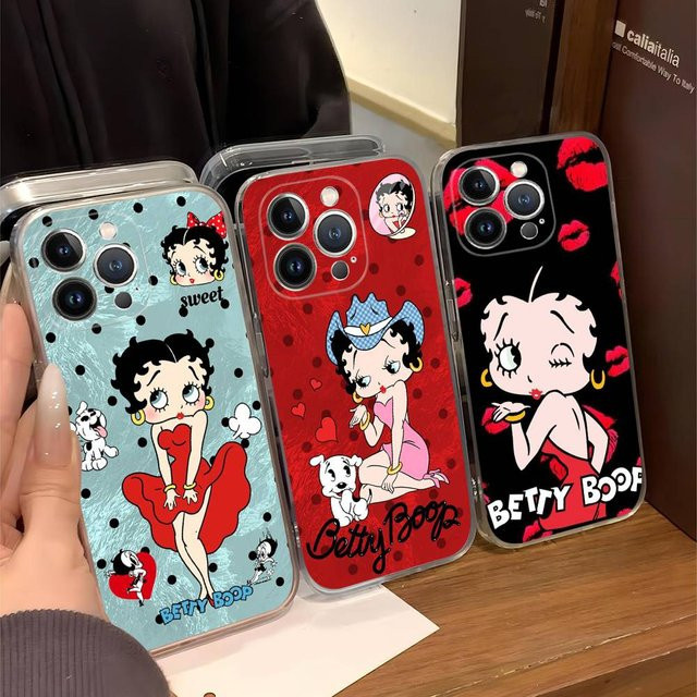 B-Betty Girl B-Boops Handyhülle für iPhone 11 bis 17 Pro Max und 16 Plus, transparent und multicolour - Bild 1
