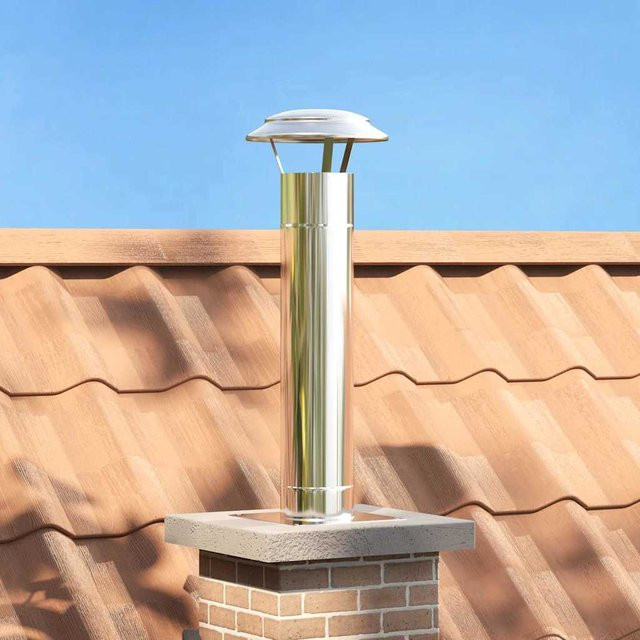 Kaminerweiterung Yiwydaa aus Edelstahl in Silber, B/T/H: 25 x 25 x 82 cm - Bild 1