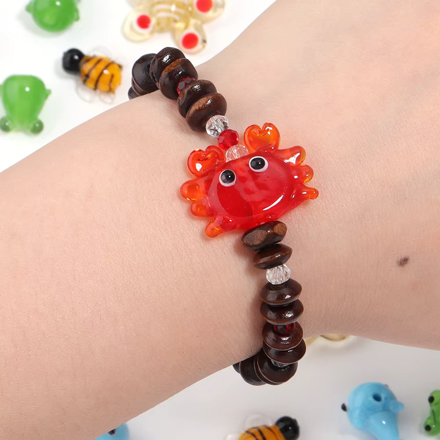 Glasperlen Tier Motive, Bunt, Cartoon Krabbe Garnele Frosch Fisch, DIY - Bild 4