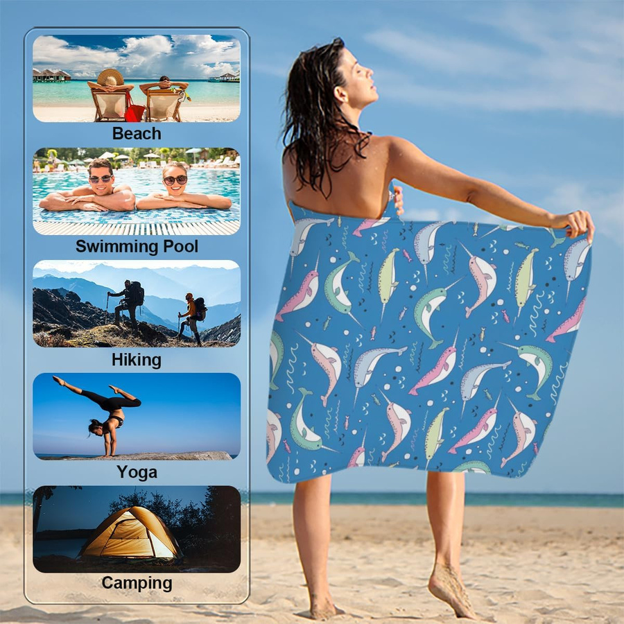 Strandtuch aus Mikrofaser für Pool und Strand, sandfrei und schnelltrocknend, Breite: 30 cm, Höhe: 60 cm - Bild 1