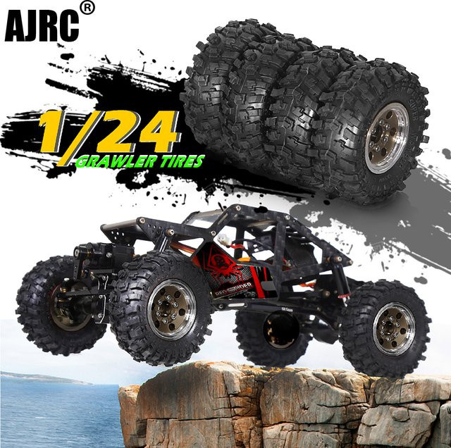 AJRC Beadlock Metall Felgen, 4-teiliges Set, 51mm, Gummi, Schwarz - Bild 1