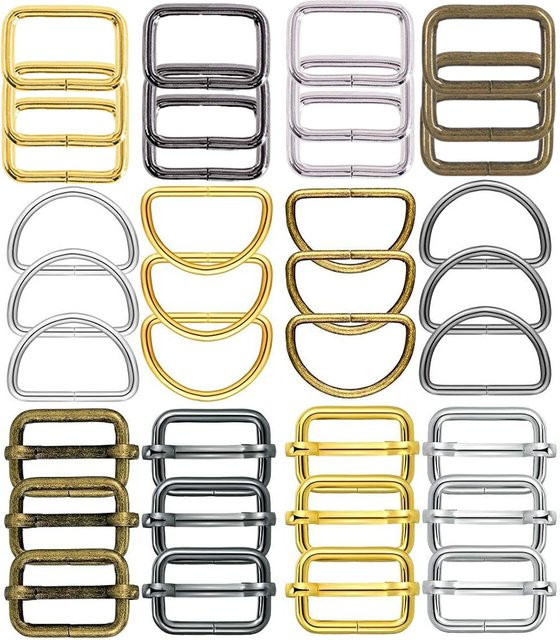 SACOORA Metall Gürtelschnallen Hardware Sortiment mit D-Ringen und Schiebeschnallen, 36 Stück, Multicolor und Gold, für Handtaschen und Haustierhalsbänder - Bild 1