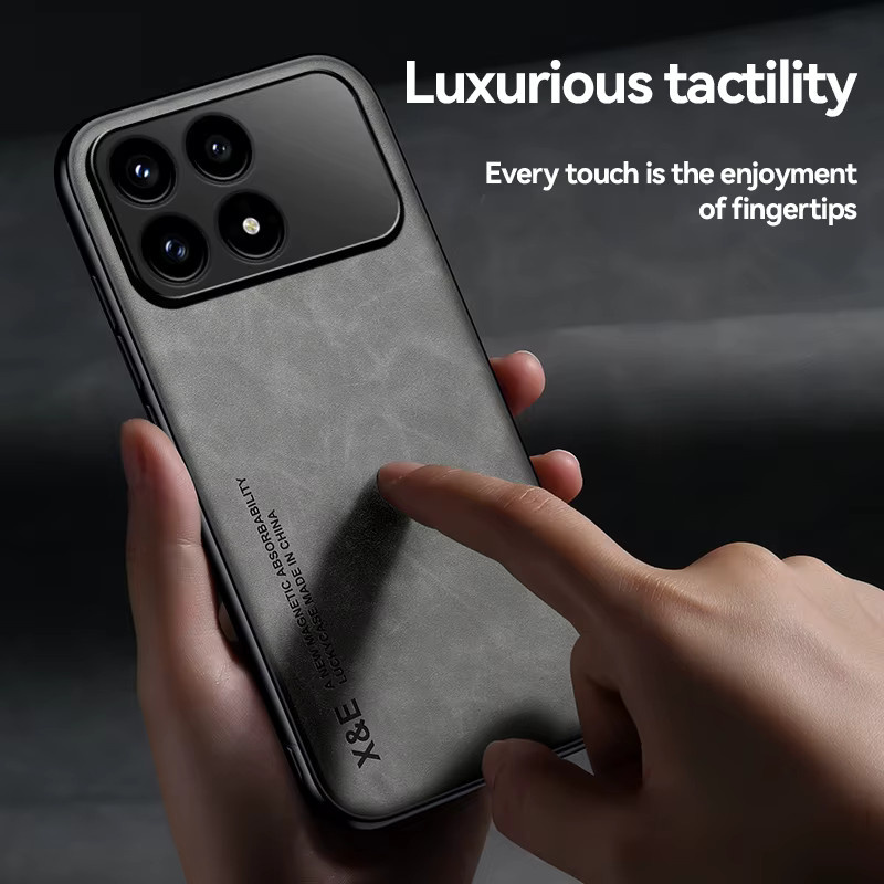 szHAIyu Magnetische Leder-Handyhülle für POCO F8 X8 Pro Ultra in Schwarz und Grau mit Autohalterung - Bild 3