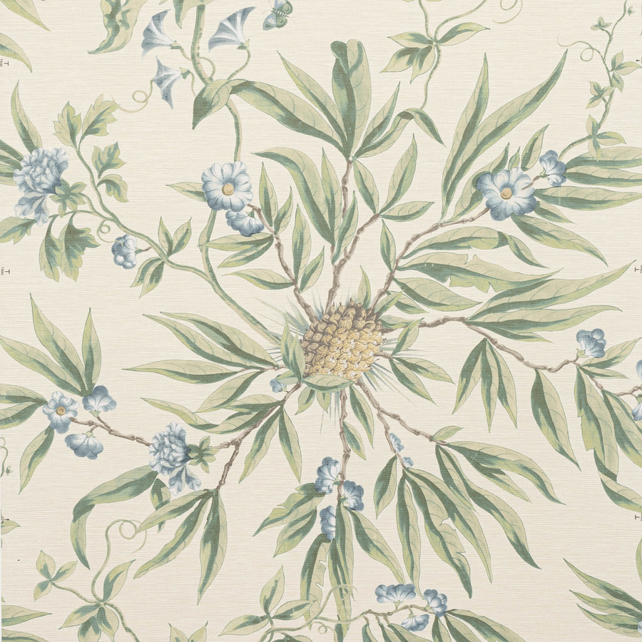 Manuel Canovas Tapete Opoa Menthe in Grün mit floralem Vintage-Botanical-Design - Bild 1