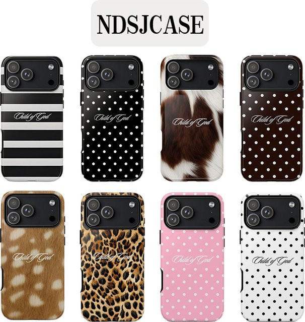 Clmj Handyhülle Child of God mit Leoparden-Polka-Dot Design für iPhone 17 16 15 14 13 12 11 Air Pro Max Plus in Multicolour - Bild 1
