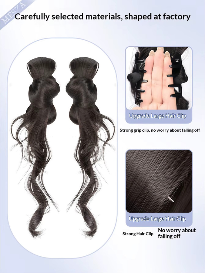 Synthetische Haarspange mit Schleife, Haarverlängerung für Damen und Mädchen - Bild 2