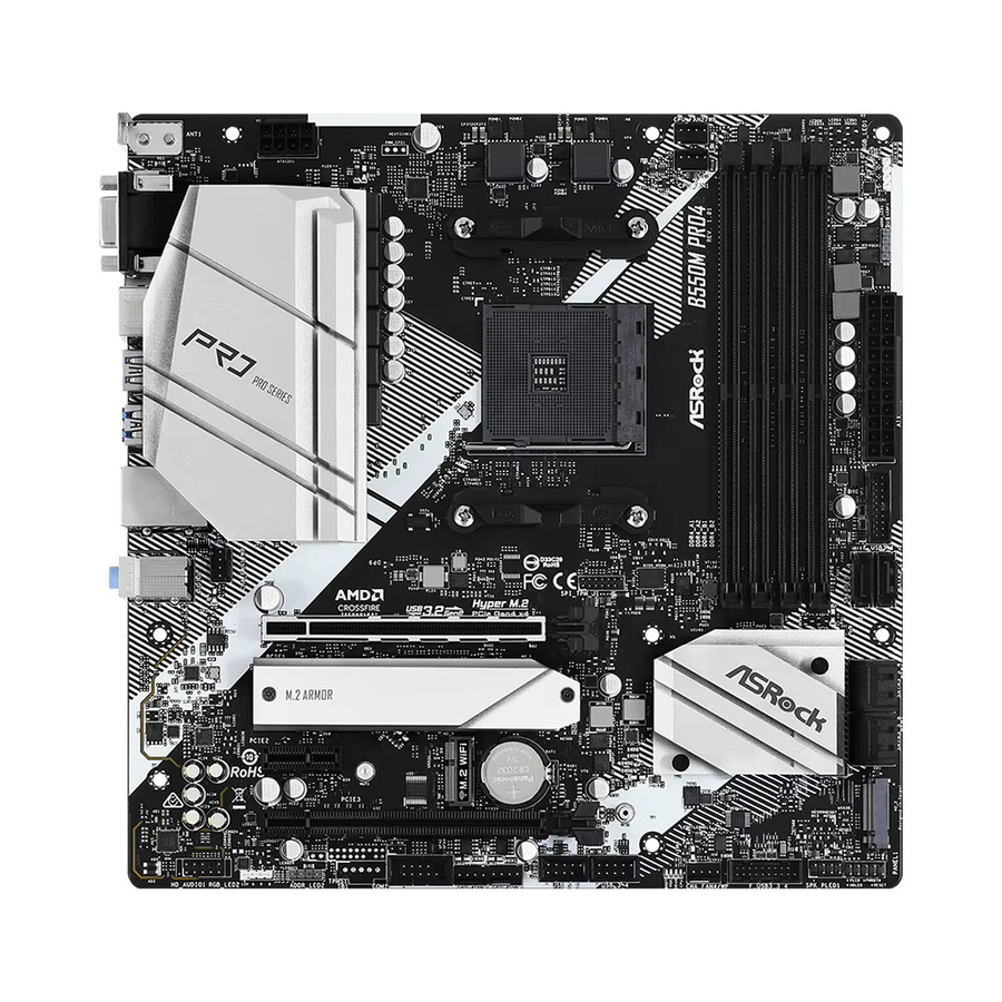 ASRock B550M PRO4 Micro ATX Mainboard AMD B550 AM4 DDR4 Schwarz mit PCIe 4.0 M.2 Unterstützung - Bild 2