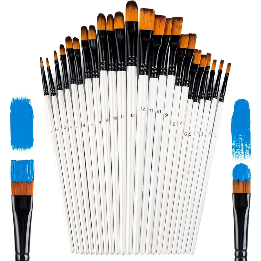 24-teiliges Nylon-Pinsel-Set für Acryl, Aquarell, Öl und Gouache zur Detailmalerei und für Handarbeiten - Bild 5