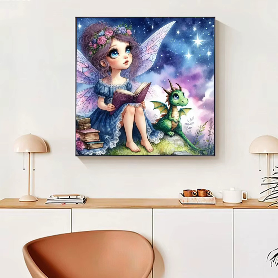 Huacan 5D DIY Diamant Malerei Blumenfee Cartoon Mädchen Mosaik Kunst Set mit runden Bohrern, Multicolour, Breite: 20 cm, Höhe: 20 cm - Bild 3
