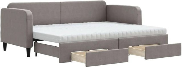 vidaXL Tagesbett ausziehbar mit Schubladen in Taupe, B/T/H: 80 x 200 x 75 cm - Bild 1