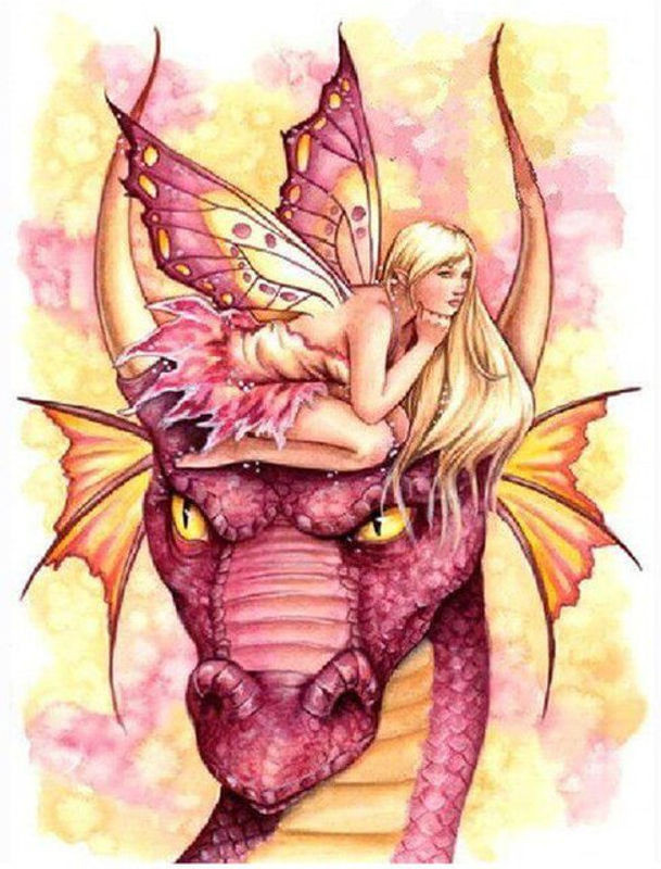 FIYO Diamond Painting Set Dragon Motiv mit runden Strasssteinen, Mehrfarbig, B/H: 20 x 30 cm - Bild 1