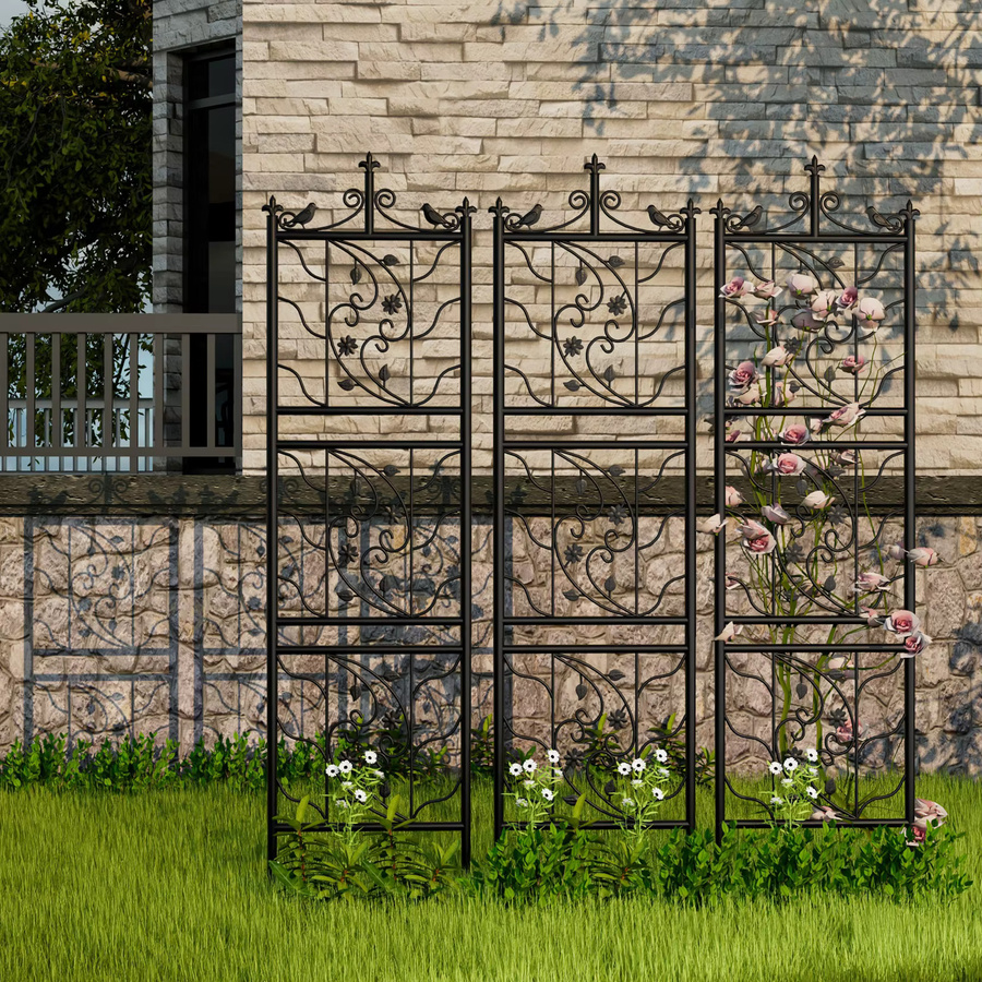 Wisfor Metall-Gartenspalier Set, 2 Stück, Schwarz, Höhe: 172 cm, dekorative Pflanzenstützen für Kletterpflanzen - Bild 4