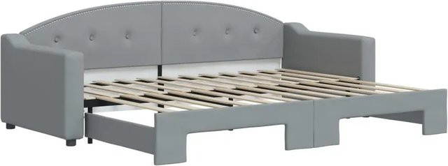 vidaXL Ausziehbares Tagesbett in Hellgrau mit Stoffbezug B/T/H: 80 x 200 cm - Bild 1