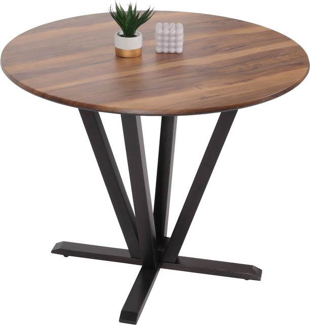 MCW Bistrotisch M56 aus Massivholz mit HPL Laminat und Melamin, Sheesham Holz-Optik, Braun, Durchmesser: 92 cm, Höhe: 76 cm - Bild 1