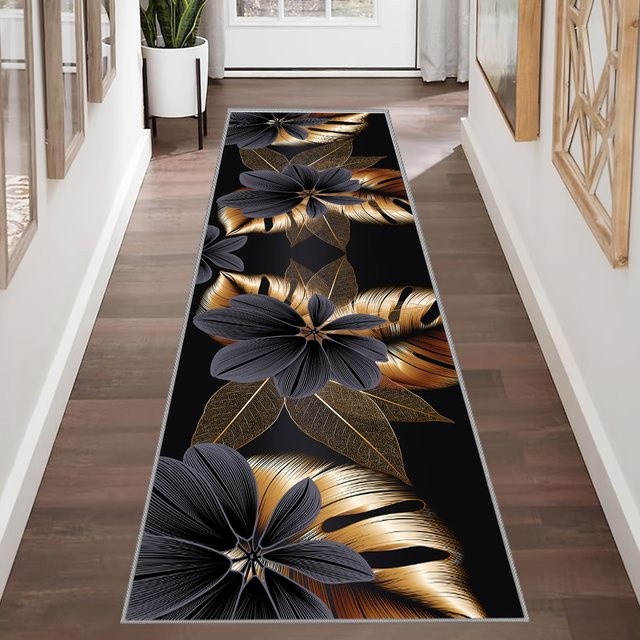 VIKAMA Premium Runner Teppich mit floralem Design für Flur, Küche oder Wohnzimmer, B/T: 120 x 40 cm - Bild 1