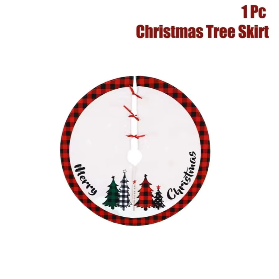 VIKAMA Weihnachtsbaumrock in rot und schwarz kariert als klassische Dekoration für deine Weihnachtsfeier - Bild 5